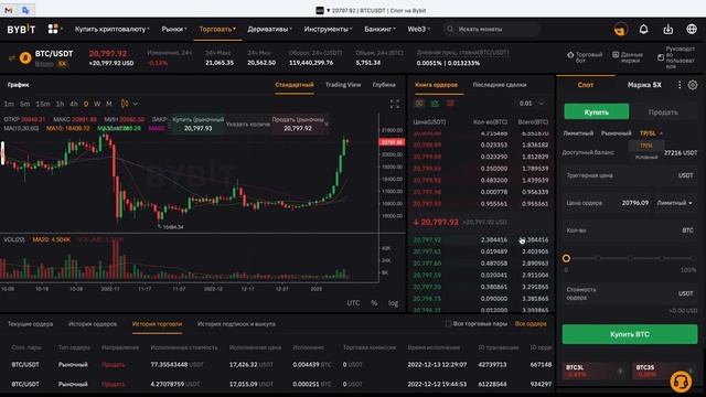 Что такое спотовая торговля на ByBit. Как купить крипту на спотовом рынке. Торговля на споте с нуля