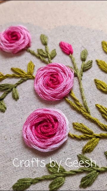 Roses hand embroidery tutorial - stem stitch roses  #embroiderytechnique  #embroiderystitch