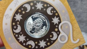 Серебряная монета UA "Левенятко" — детский зодиак ЛЕВ 2014