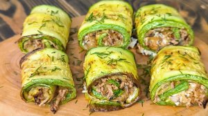кабачковые рулетики с тофу и луком