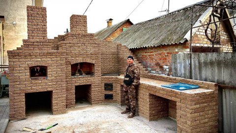 Мангал печь под казан, помпейская печь наш 165 объект.