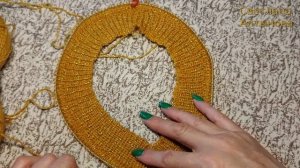 Связала горловину пуловера  и ленточный мотив для топа