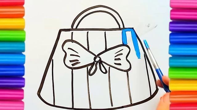 Let's learn how to draw glitter purse bag | Painting, Drawing & Coloring for Toddlers & Kids