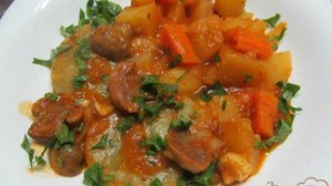 Грибы с овощами и лепешками