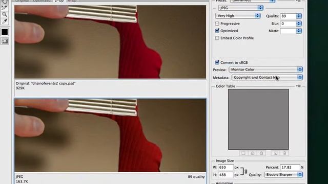 Image Compression for the Web using Photoshop
