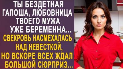 -Ты бездетная галоша, любовница твоего мужа уже беременна... Свекровь насмехалась над невесткой, но