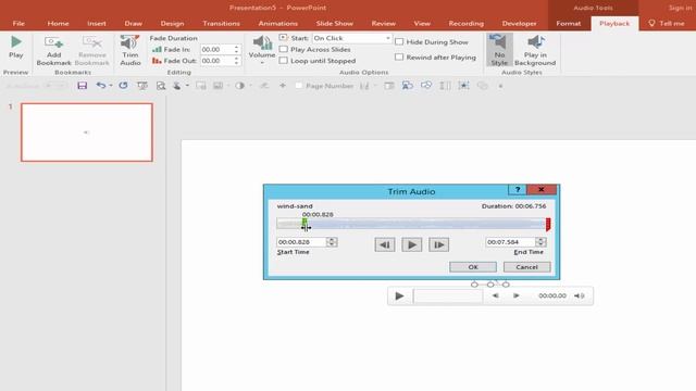 How to Trim or Cut and Split Audio in Microsoft PowerPoint 2017