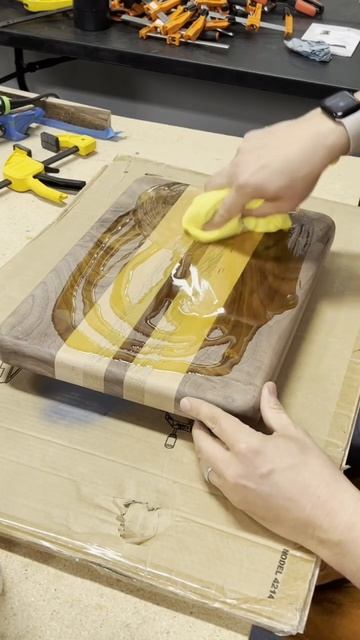 Applying a tung oil finish to my new cutting board.