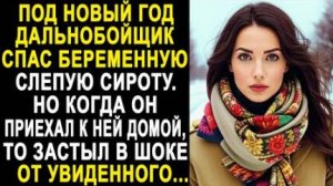 Под новый год дальнобойщик спас беременную слепую сироту. Но когда он приехал к ней домой, то застыл
