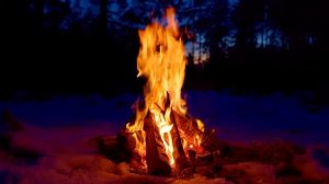 📺 Зимний костер на закате 🔥 Успокаивающие звуки и очень длинный цикл
