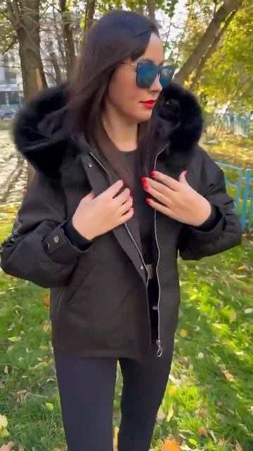 Парка бомбер, с мехом Песца.