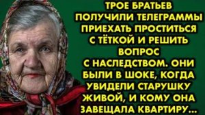 Трое братьев получили телеграммы приехать проститься с теткой и решить вопрос  с наследством. Они...