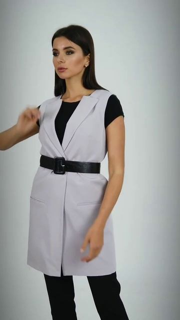 М-291 (42-52) Жилет с поясом-ремнем светло-бежевые тона смотреть онлайн