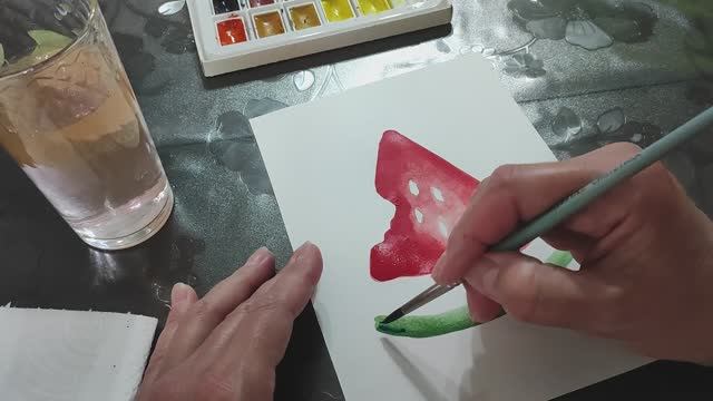 Сочный момент лета: рисуем кусочек арбуза на открытке – Thread & Bloom