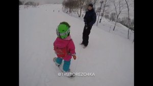Кристина в 3 года на сноуборде