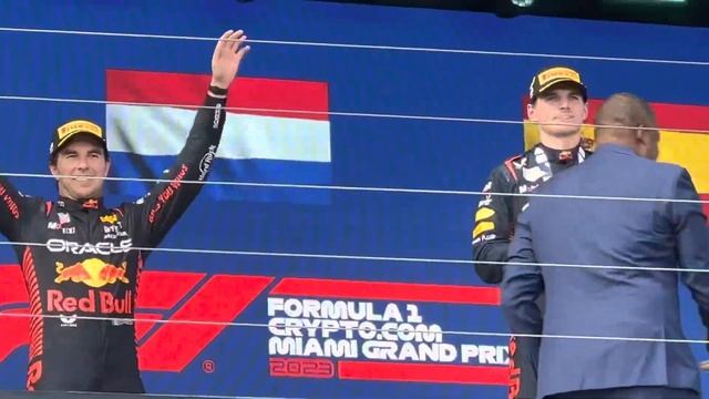 Miami GP f1 podium celebration @Formula1 Grand Prix Verstappen Checo Alonso Red Bull Racing May 202