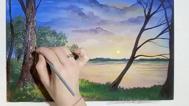 Восход🌄 Дерево, акрил 34*38#живопись#люблюприроду#лето#восход#summer#sun смотреть онлайн