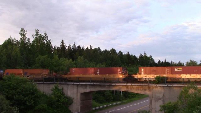 Big Stack Train CN 121 w/DPU at Berry Mills, NB Just after Sunrise