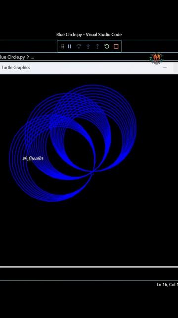 Create Blue 💙🔵 Circle ⭕ Flower 🌻 using python turtle 🐢 animation #coding #pythonturtle #shortsbreak