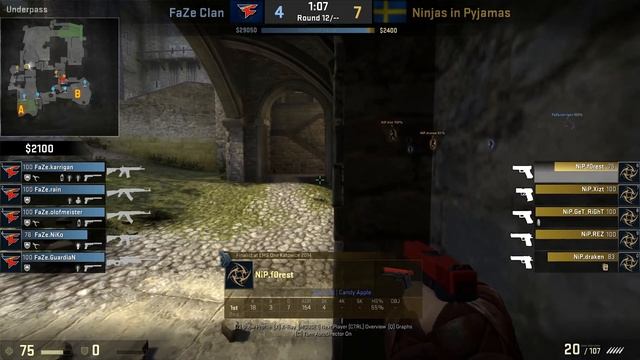CSGO: POV NiP f0rest vs FaZe (24/11) cobblestone @ ESL Pro League Season 6 EU смотреть онлайн