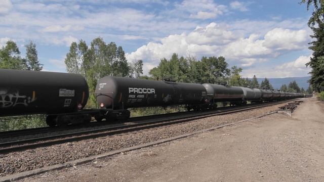 Skeena Pacific #1955 CPKC Oil Cans and Racks Westbound,  Squilax, BC  15:29hrs 2023-07-28