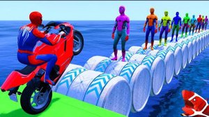 СУПЕРГЕРОИ НА РЕЛЬСАХ🏍️🐱: СПИРАЛЬНЫЙ МОСТОВОЙ ВИХРЬ ЧЕЛОВЕК-ПАУК! SPIDER MAN!