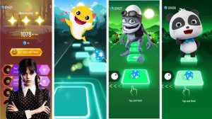 Wednesday Addams vs Baby Shark vs Crazy Frog vs BabyBus - Tiles Hop EDM Rush