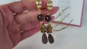 Серьги грозди из яшмы, бронзита