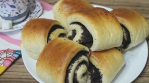 Булочки с маком. Вкусные булочки к чаю.  Сдобное дрожжевое тесто.