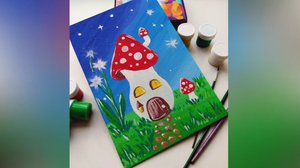 Как нарисовать Мухомор Гуашью "Домик для Гномика"