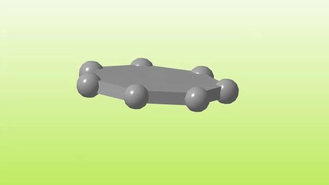 3D-композиция: "Гептагон в шарами по углам в стальном цвете на светло-зелёном"