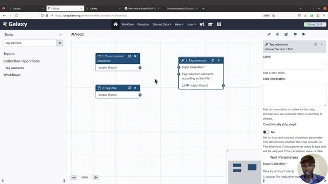 Galaxy Tutorial |  Building a workflow for RNA Seq analysis with DESeq2