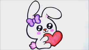 КАК НАРИСОВАТЬ милого КРОЛИКА с сердцем в лапках - как нарисовать пасхального кролика