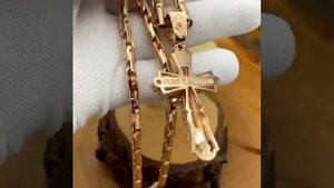 Золотая цепь Московский Бит с Крестом Лучт