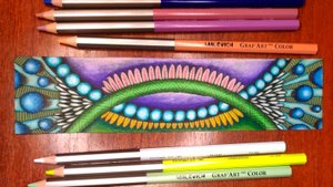 Рисую закладку зентангл карандашами