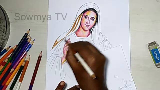 mother mary drawing step by step / how to draw virgin mary / mama mary / Our Lady of Velankanni смотреть онлайн