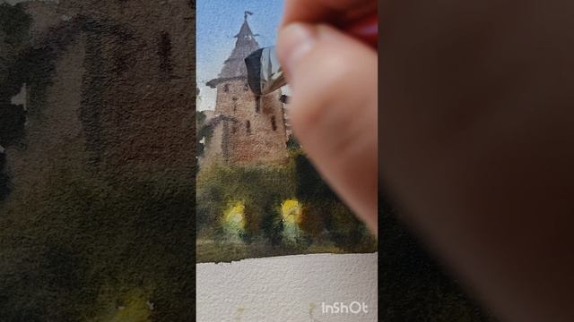 Псковский Кром акварелью