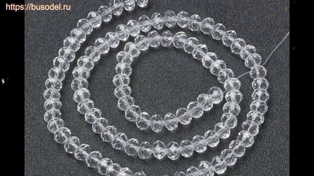Бусина стекло 6х5мм, рондель, граненый, прозрачный, 1 нить (около 85~88 шт) краткий обзор