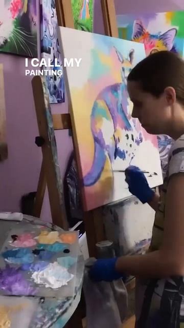 My painting of a kangaroo and a cute little joey ❤️ ￼#shorts #art смотреть онлайн