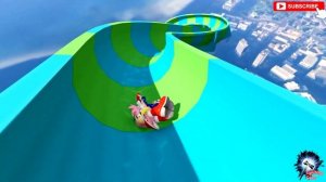 GTA 5 Epic Water Slide Ragdolls With SONIC and AMY Jumps Fails - OP MOMENTS