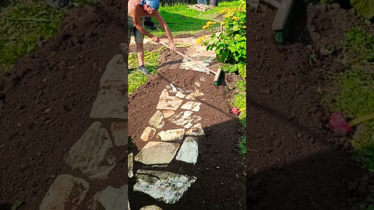 Кому дорожки из плитняка?  Самый недорогой и простой способ.