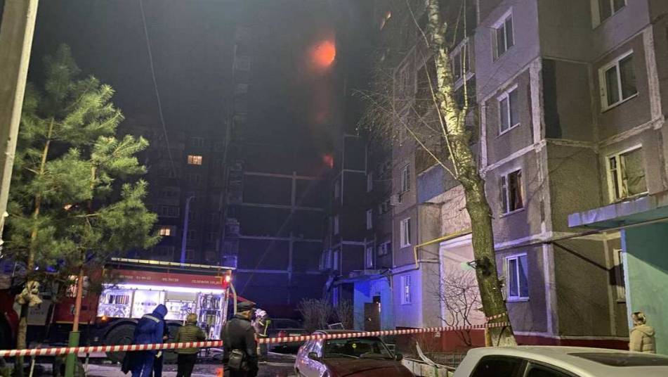 Кадры последствий атаки беспилотников ВСУ на Курск