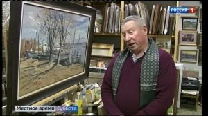 Художник Николай Давыдов в мастерской