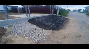 Устройство въездной группы, парковка из плит.