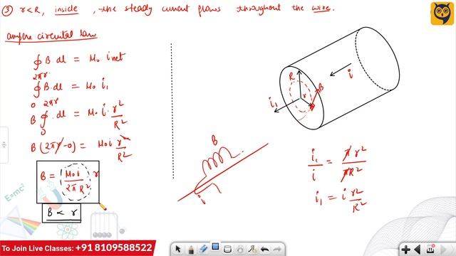 Ampere Circuital Law application, Magnetic field inside the conductor, Solenoid | Class 12 смотреть онлайн