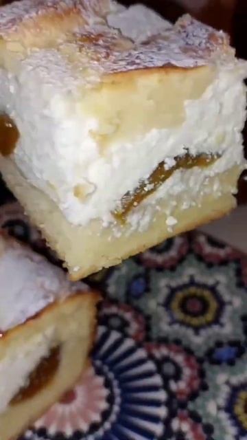 Творожно-персиковый пирог. Толық рецепт ютуб каналымда. #рецепт #вкусно #пирог #творог #персик