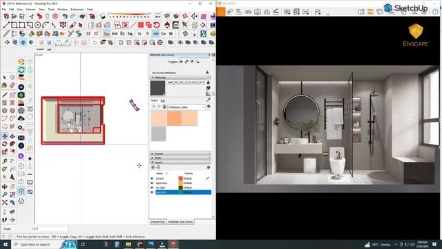 Enscape Small Bathroom Quick Render Setting Tutorial | Sketchup Tutorial | Enscape Rendering lesson