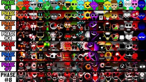 Фаза 1 VS Фаза 2 VS Фаза 3 VS Фаза 5 VS Фаза 7-8 в Incredibox Sprunki - Все персонажи вместе