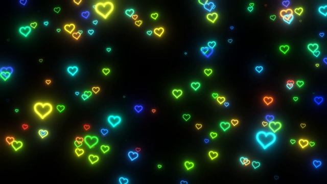 Neon Rainbow Love Heart Shapes Spinning Colorful Abstract Concept 4K UHD Video Loop смотреть онлайн