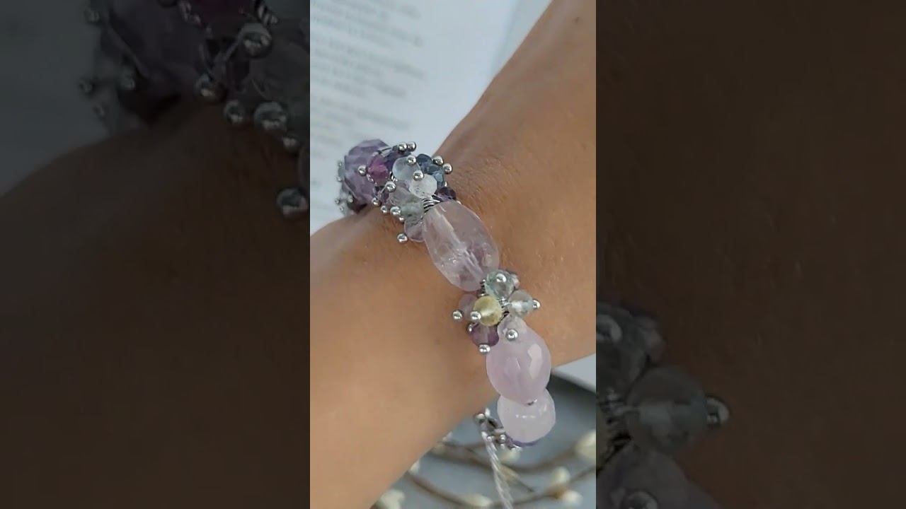 Браслет гроздь из флюорита и аметиста #украшения
